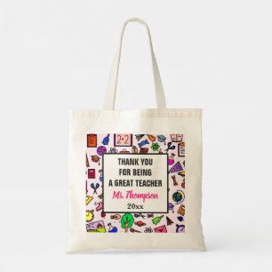 Tote Bag Merci d'appréciation des enseignants de l'école Sa