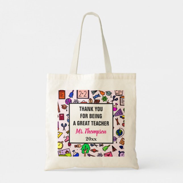 Tote Bag Merci d'appréciation des enseignants de l'école Sa (Dos)