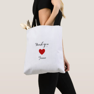 Tote Bag Merci Jésus Coeur de foi chrétienne moderne