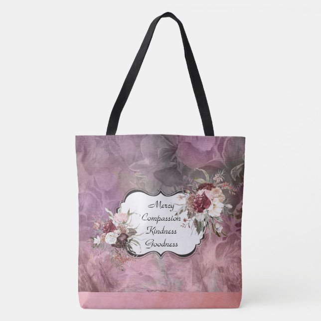 Tote Bag Mercy Compassion Floral Suede Fourre-tout  (Devant)