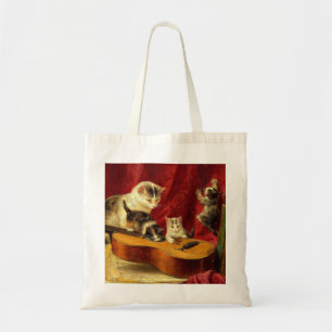 Tote Bag Mère Chat et chatons Jouer avec la guitare