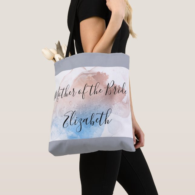 Tote Bag Mère de la mariée Cadeau rose bleu gris élégant (De près)