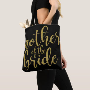 Tote Bag Mère de la mariée Calligraphie Pailletée Or