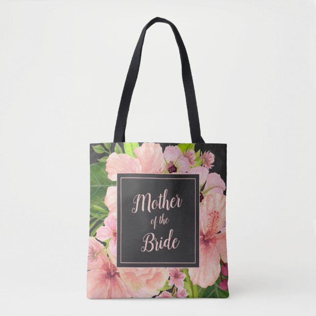 Tote Bag Mère de la mariée Floral Tropical Rose & Pêche (Devant)