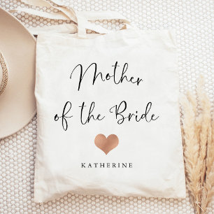 Tote Bag Mère de la mariée   Script tendance et coeur