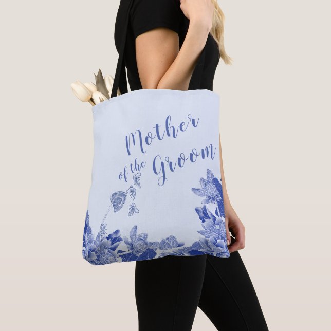 Tote Bag Mère de la salle Bleue Chinoiserie Floral (De près)