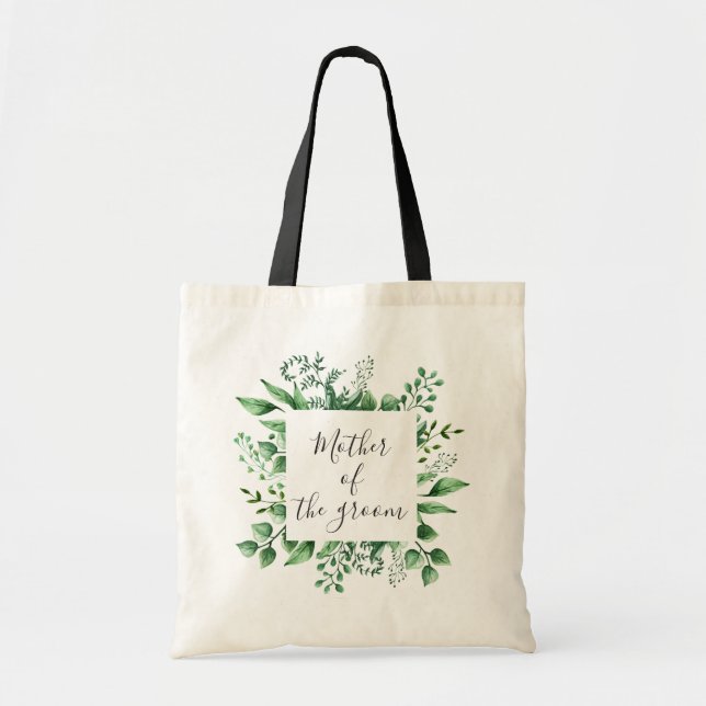 Tote Bag Mère du marié. Mariage de verdure aquarelle (Devant)