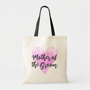 Tote Bag Mère du marié rose aquarelle coeur mariage