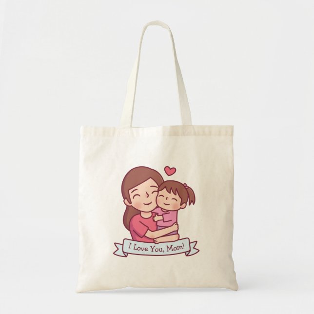Tote Bag Mère Et Enfant, Je T'Aime Maman, Fête Des Mères (Devant)