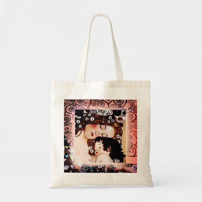 Tote Bag Mère et enfant par le collage de Gustav Klimt (Devant)
