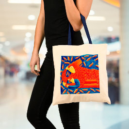 Tote Bag Mère Et Fils Avec Poisson D'Or Peinture D'Art Mode