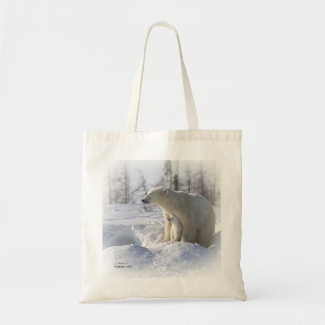 Tote Bag Mère et petit animal d'ours blanc (Devant)