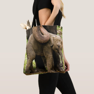 Tote Bag Mère féminine d'éléphant asiatique protégeant