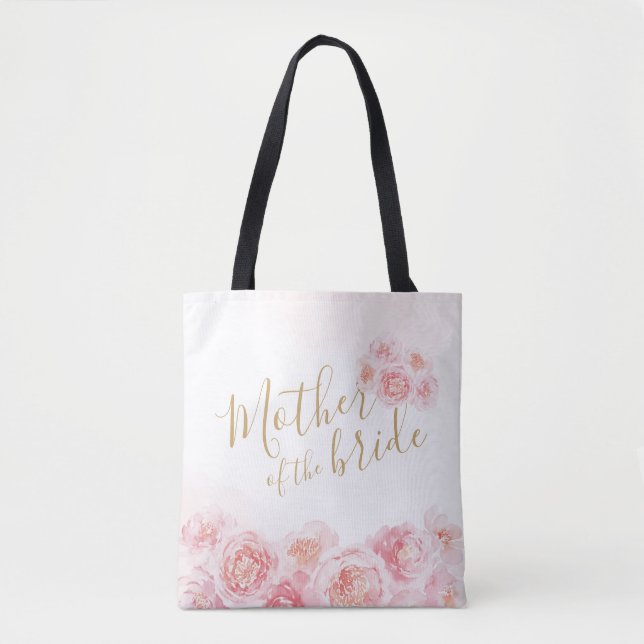 Tote Bag Mère florale personnalisée rose de la mariée (Devant)
