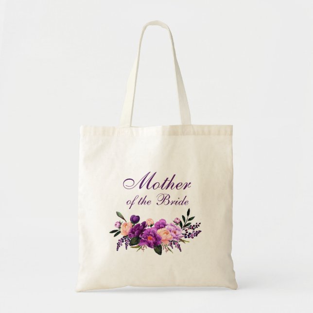 Tote Bag Mère florale pourpre ultra-violette de la jeune (Devant)