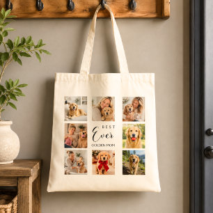 Tote Bag Mère Golden Retriever maman photo collage
