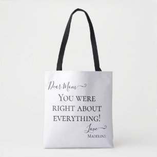 Tote Bag Mère maman drôle dire moderne noir et blanc