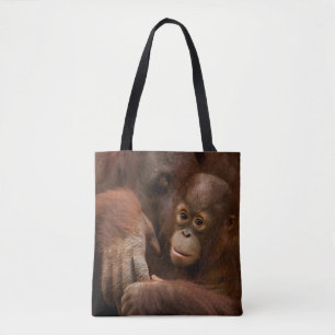 Tote Bag Mère orang-outan et bébé au zoo