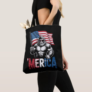 Tote Bag Merica Bigfoot Drapeau Américain Patriotique 4 Jui