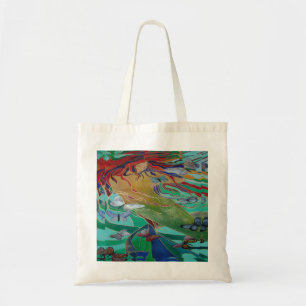 Tote Bag Mermaid Nage avec Papillons Imaginaire Art