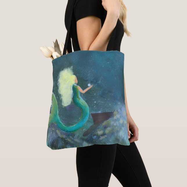 Tote Bag Mermaid with her pearl (De près)