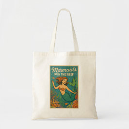 Tote Bag Mermaids Run This Reef | Retro Coral Fish Beach