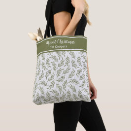 Tote Bag Merriest Noël Festive Cypress Motif Holiday