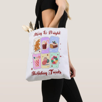 Tote Bag Merry and Bright Holiday Treats Christmas Dessert