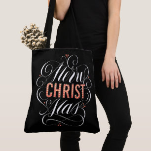 Tote Bag Merry CHRISTmas Christian Red Christ Calligraphie