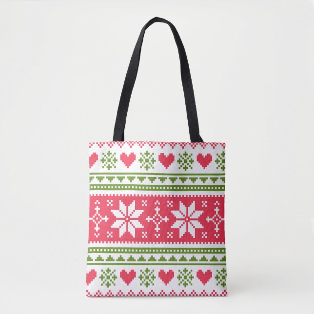 Tote Bag Merry Christmas pattern 3 (Devant)