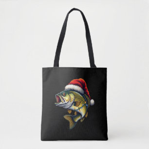 Tote Bag Merry Fishmas Père Noël Pêcheurs amoureux Drôle Pê