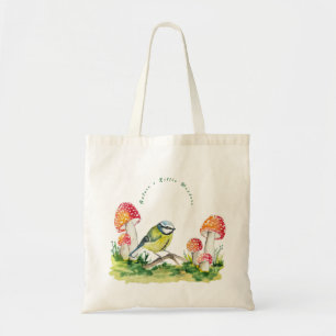 Tote Bag Mésange bleue et Amanite tue-mouches dans une clai