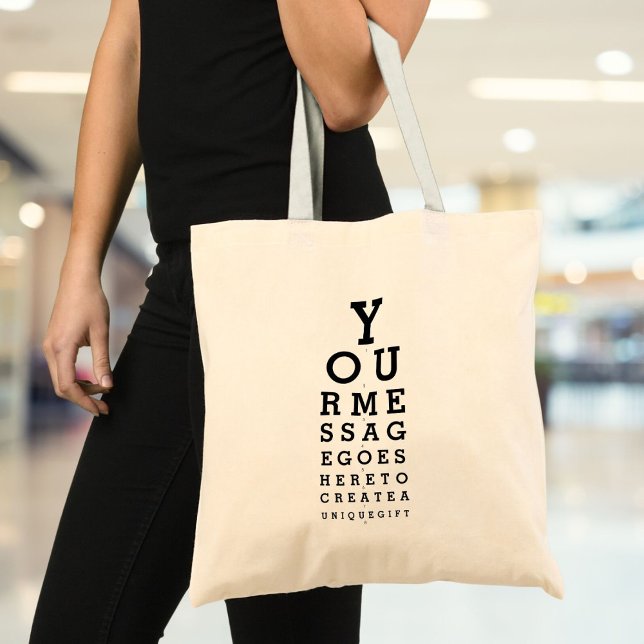 Tote Bag Message personnalisé - Test de vue amusant - Table (Custom Message Fun Eye Sight Test Optician Chart Tote Bag)