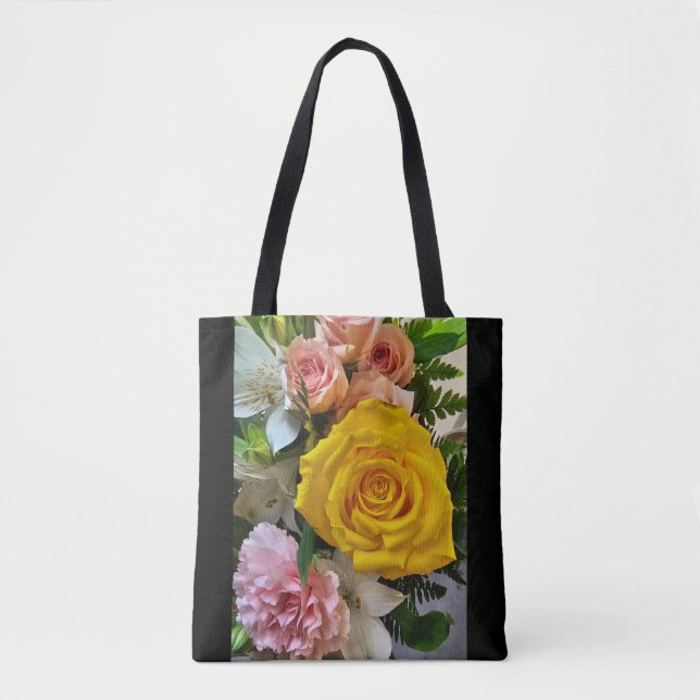 Tote Bag Message rose jaune (Devant)