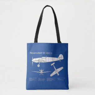 Tote Bag Messerschmitt Bf 109 - Plan d'avion ABD