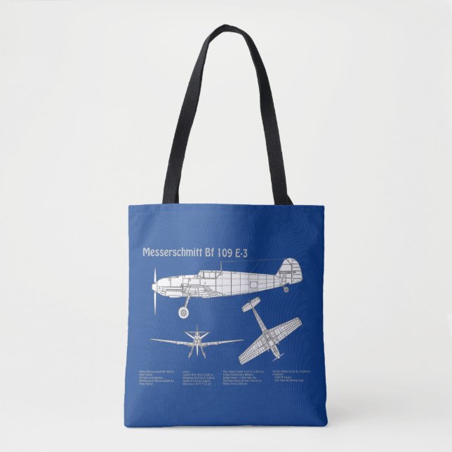 Tote Bag Messerschmitt Bf 109 - Plan d'avion ABD (Devant)