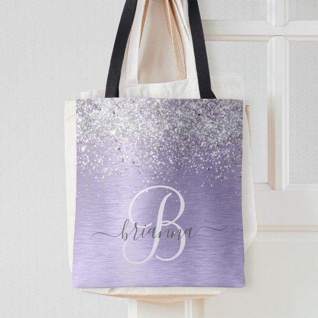 Tote Bag Métal brossé violet Parties scintillant d'argent N (Créateur téléchargé)