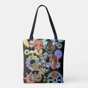 Tote Bag métal or argent mascarade vapeur masques