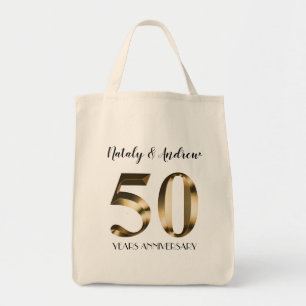Tote Bag Metallic Gold 50th Wedding Anniversary