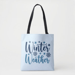 Tote Bag Météo d'hiver - Typographie des Fêtes Neiges