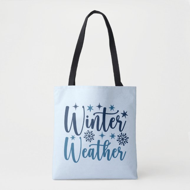 Tote Bag Météo d'hiver - Typographie des Fêtes Neiges (Devant)