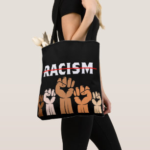 Tote Bag Mettre fin au racisme Multiombres Poings Fourre-to