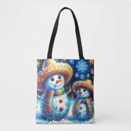 Tote Bag Mexicain Art Snowmen Snowman Adresse de retour