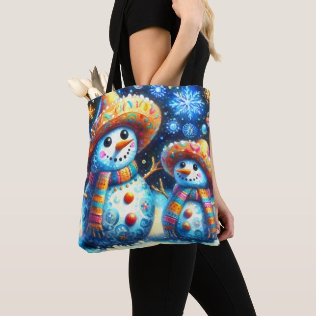 Tote Bag Mexicain Art Snowmen Snowman Adresse de retour (De près)