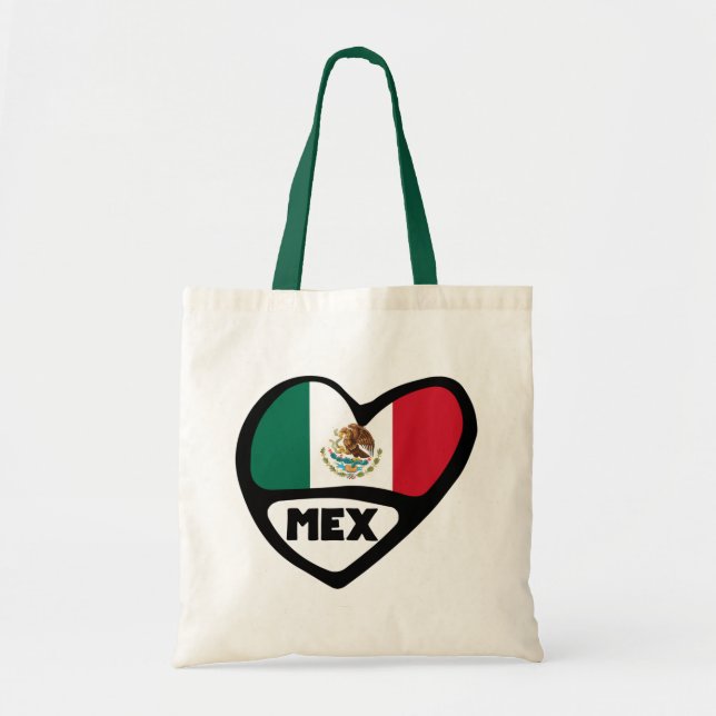 Tote Bag Mexique Code Pays Coeur Drapeau, MEX (Devant)