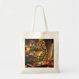 Tote Bag Mi-Siècle Noël Joyeux & Cocktail lumineux
