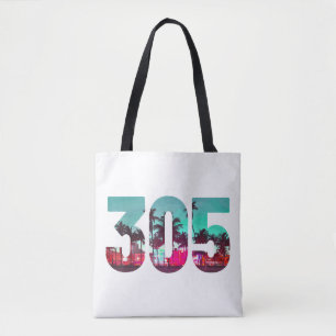 Tote Bag Miami 305 Indicatif régional Floride Palmiers Vint