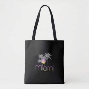Tote Bag Miami, Floride, Palms, Gris, Cool