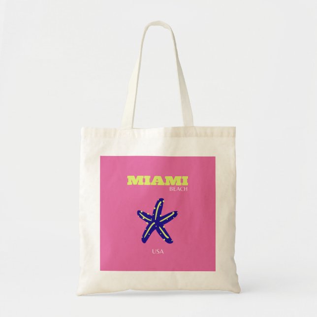 Tote Bag Miami, Miami Beach, Rose (Devant)