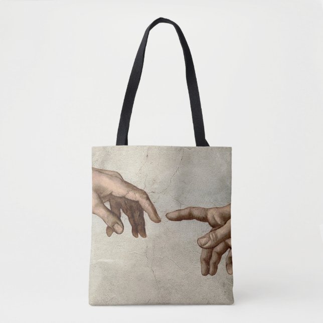 Tote Bag Michaelangelo mains création adam dieu (Devant)